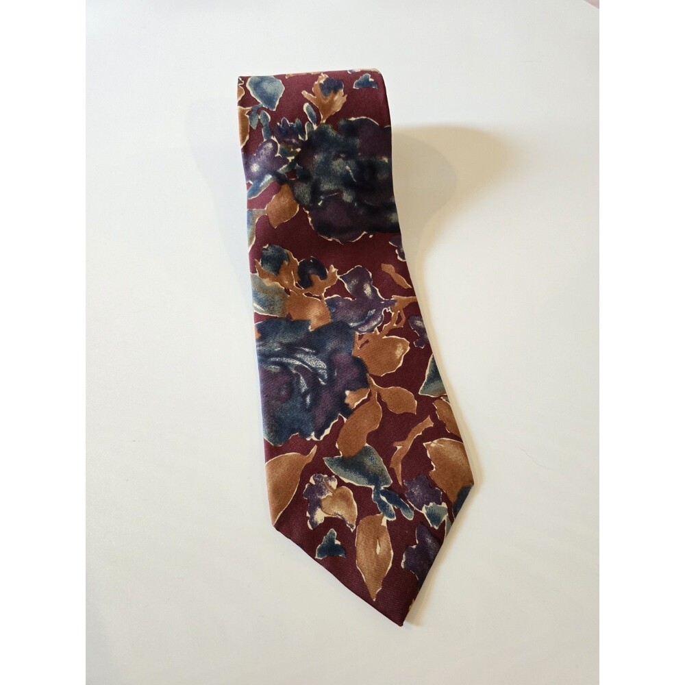 Vintage Christian Dior Monsieur Silk Necktie | Burgundy Abstract Floral | Italy